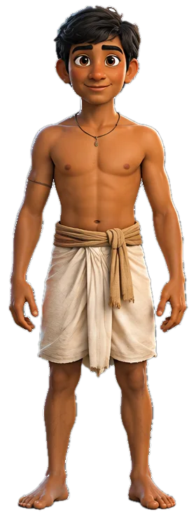 A village boy in a white dhoti.